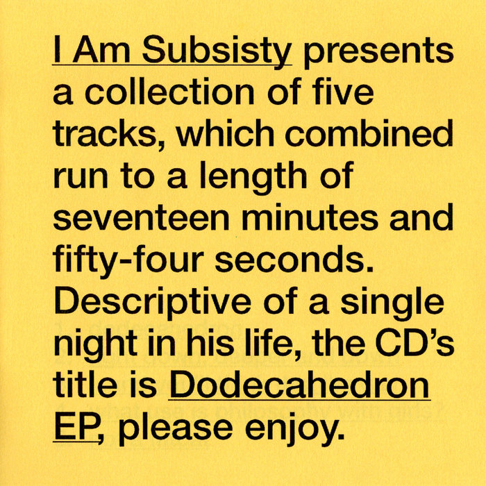 I Am Subsisty EP cover art